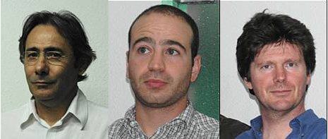 Gilbert Hernandez (kin�sith�rapeute), Ahmed Bensaadi (ost�opathe), Laurent Limousi, acuponcteur. Absent sur la photo, le Docteur Richard Bonnivard