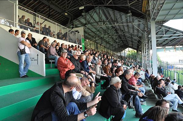A packed main stand at Bauer on Friday evening