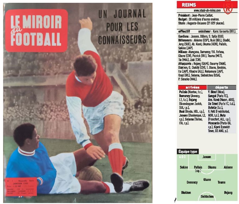 Just Fontaine, à la une de Miroir du Football face à Charles Alfred (Nîmes)